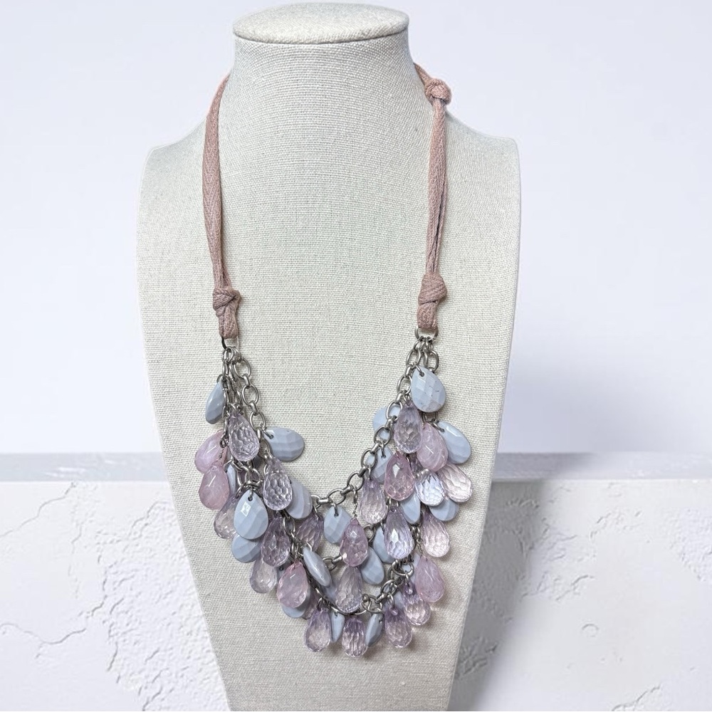 Lydell NYC Multi-Strand Pink & Lilac Teardrop Necklace
